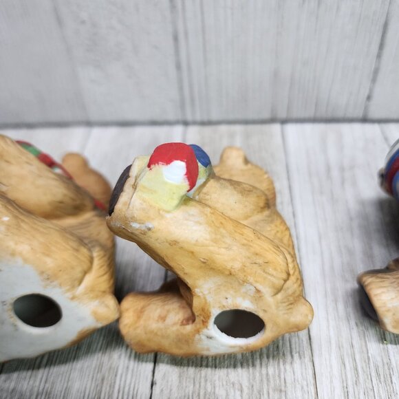Vintage Flambro Porcelain Christmas Holiday Bears Figurine - Set Of 4 - Picture 7 of 10